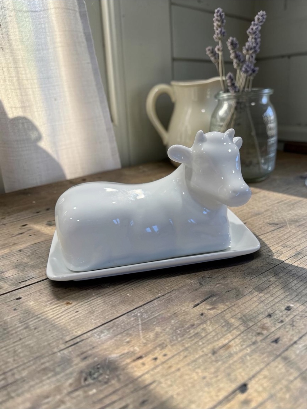 Target White Ceramic Cow Butter Dish with Tray